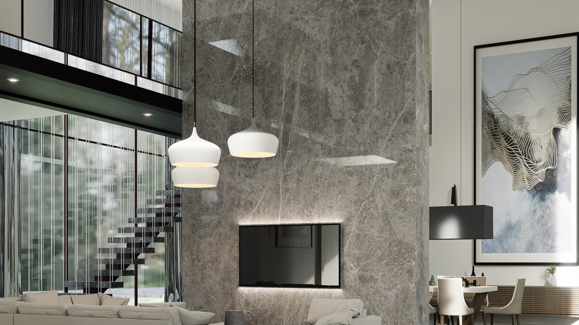 Yorkville Penthouse — A media wall built around the television instead of hung with one, so the room reads as joinery rather than electronics.